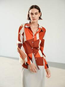 Uhlyne Uhlyne Fall Women Women's Casual Neutral Style Daily Design Retro Casual Fashion Basic Contrast Color High-End Button Down Shirt All White Casual Spring - Multicolor - View 4