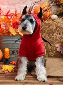 PETSIN 1 pieza Sudadera con capucha para mascotas con diseño de oreja 3D de demonio de Halloween