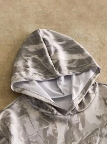 Manfinity NXTstreet Áo nỉ có mũ in họa tiết cành cây thường ngày dành cho nam, dành cho mùa thu đông - Màu be - Xem 3