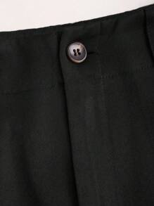 SHEIN PETITE Pantalones casuales de pierna ancha con pliegues, de ajuste holgado y cómodo, pantalones de traje para mujeres de estatura baja, para primavera/verano