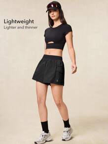 OutZeal 女士户外黑色短裤，适合徒步露营，防水轻便尼龙面料，多口袋设计 - 黑色 - 查看 3