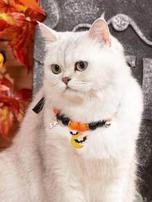 PETSIN 1 Stück Halloween gruselig Geist & Fledermaus Metall Anhänger Haustier Halsband Glöckchen Halskette, für kleine Hunde & Katzen Halloween Dekoration & Geschenk