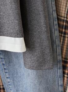 Teen Girls 2 In 1 Letter Print Long Sleeve Top, Casual & Versatile T-Shirt Suitable For Commuting - Dark Grey - View 5