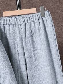 青少年男孩休闲纹理面料连帽运动服套装，适合休闲、上学和外出 - 灰色 - 查看 5