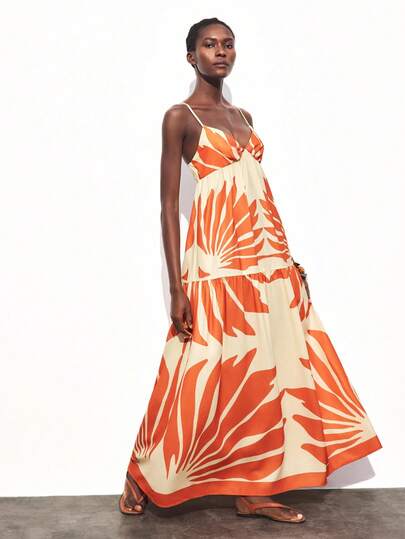 Maija Women's Sleeveless Contrast Color Floral Print Dress, Loose Fit Elegant Dress For Urban Commute, Business, Casual, Holiday, Beach, Christmas, New Year Party