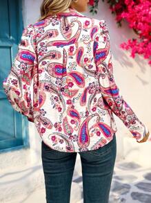 Vivid Eden Chemise décontractée à imprimé cachemire pour femme, idéale pour les vacances