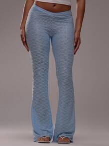 MUSERA Women Pants Wide Leg Fitted Lounge Trousers Winter  Elegant - Baby Blue - View 2