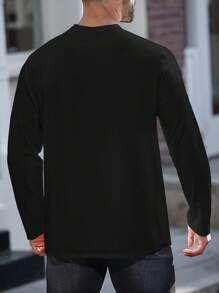 Manfinity Dauomo Men's Letter Print Short Sleeve T-Shirt - Black - View 2