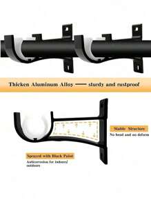2 pièces Supports de tringle à rideaux réglables, crochets de rideau 20-28 mm en alliage d'aluminium robuste. Support de tige de fixation avec vis pour rideaux ou armoire (noir). Cadeaux d'anniversaire et de remise des diplômes