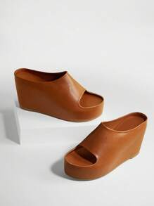 Solezae Women's Comfortable, Durable, Slip-On Wedge Sandals - Camel - View 5