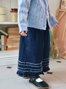 Dazy Kids Baby Mädchen Lässig Weite Beine Lose Gerade Bein Jeans, Kleinkind Herbstkleidung