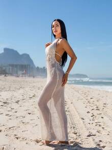 Carolina Barros Summer Elegant Hand-Crocheted Backless Dress For Women
