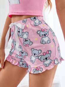 Cute Summer Koala Print Women Sleep Bottom Shorts - Multicolor - View 5