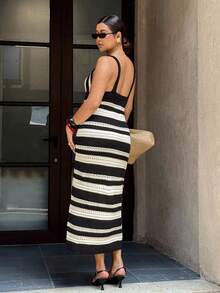 Dripcurv Vestido de suéter largo de ganchillo para vacaciones de primavera y otoño de talla grande - Multicolor - Ver 2