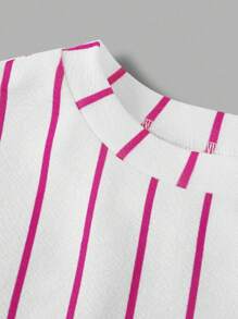 SHEIN Young Girl Casual Loose Comfortable Round Neck Cartoon Pattern T-Shirt And Pants Set - Hot Pink - View 6
