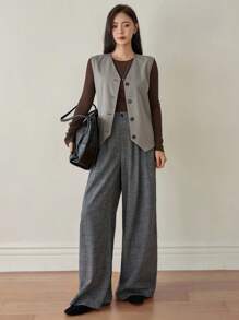 DAZY Damen Locker Sitzende Business Lässig Büro Tragen Professionelle Arbeits Pendler Weste Blazer, Herbst/Winter - Khaki - Übersicht 3