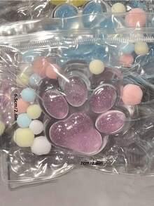 Zazumi 1 Stück transparente Katzen-Pfoten-Glitzer-rosa-blaue quetschbare Spielzeug mit langsamer Rückfederung, Stressabbau, Sensorik, Büro-Accessoire für Erwachsene, Zuhause, Karneval, Neujahrsgeschenk, Kawaii Dekoration, Home-Office Grundausstattung