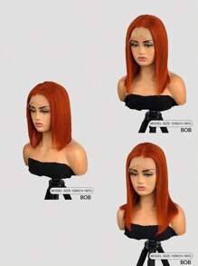 Transparent Lace Straight 13 X 4 Lace Front Wig 150%-180% Density Human Hair Wigs 26 Inch Ginger Orange High Temperature Ginger Orange Color