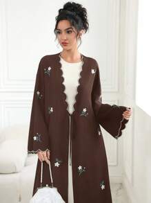 Al Najma 撞色饰边、刺绣、碎花、系带和服罩衫