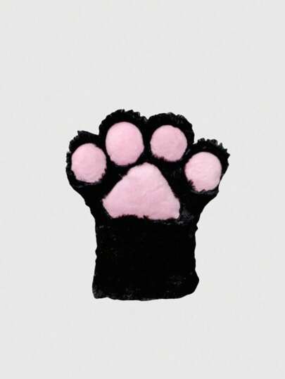 Anime 1pc Cute Cartoon Cat Paw Plush Gloves, Warm For Autumn/Winter, Cosplay, Stage Performance, Cat Paw Gloves For Anime Fans