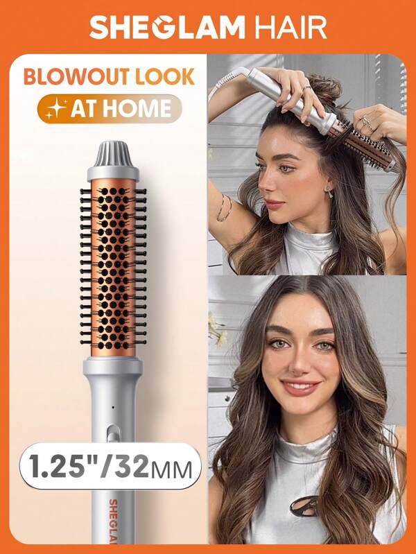 SHEGLAM HAIR It-Curl Thermal Blowout Brush,32mm Hair Curling Brush,Volumizing Hot Brush Hair Root Volume & Loose Curls,Ionic Straightening Brush,Newly Upgraded Composite Comb Teeth,Negative Ion Function,2-Level Temp,Hair Care Without Damaging Hair,Fast Heating Thermal Brush Suitable For Hair Salons,Families And Travel Graduation Birthday Holiday Summer Fall Autumn Y2K Fancy Fashion Women Makeup Cosmetic Party Beach Travel Camping Outdoors School Campus Trip Festivals Decor Gift Present Rose Girl Cosplay Best Color Charm Vibe