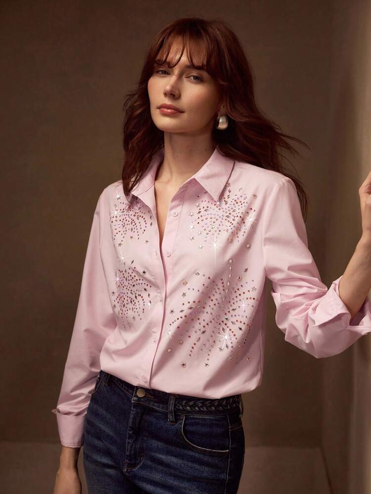 RHINESTONE BUTTON UP SHIRT