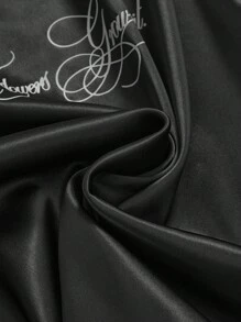 ROMWE Avant 女士天使十字印花缎面迷你连衣裙 - 黑色 - 查看 4