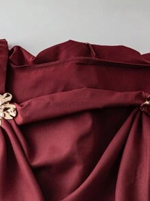 Sweetra 万圣节暗黑风超大连帽长大衣 - 紅木色 - 查看 4