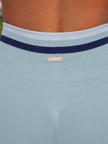 Aralina 女式条纹短款吊带背心和紧身裤运动套装，女式运动套装 - 淺藍色 - 查看 4