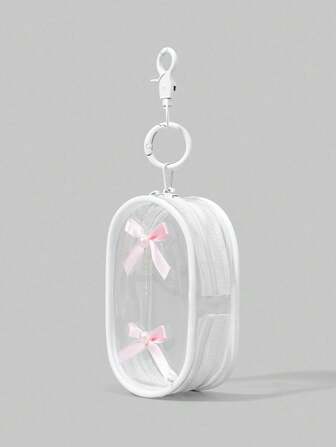 Kawaii Bow Decor Portable Travel Organizer Transparent Storage Pouch