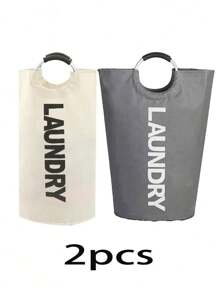 SHEIN سلة غسيل كبيرة قابلة للطي، قائمة بذاتها، من قماش أكسفورد، لتخزين الغسيل القذر، طوي، مقبض، مناسبة للسكن والمنزل والسفر (متعددة الألوان). - متعدد الألوان - مشاهدة 21