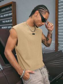 AXEPEAK Assorted Sizes Street Style Loose Fit Round Neck Front Graphic Print Men Tank Top