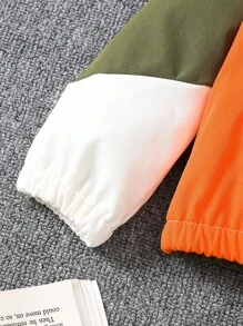 SHEIN 男婴两件套外套套装，撞色连帽拉链外套和松紧腰裤，保暖内衬，舒适保暖，适合户外活动和日常休闲穿着。男婴保暖连帽衫套装，幼儿冬季套装，男婴服装，男婴运动服，幼儿服装，婴儿套装，男婴运动服，舒适小精灵，男婴冬季服装套装，男婴套装，男童秋季服装，6个月-3岁 - 彩色 - 查看 8