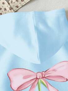 SHEIN 秋冬季青少年女孩休闲长袖连帽厚款运动衫 - 淺藍色 - 查看 4