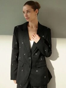 Aveloria Modichic Handmade Beaded Luxury Design European & American Style Business Suit Set For Women Fall Cloth For Women - Black - View 3
