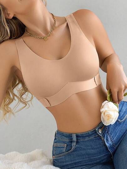 NudeFit 1pc Women Seamless No Padding Elegante Breathable Com Tafel Crisscross Back eau BH Front Closure Brapush Up Sports view 6