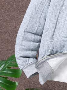 青少年男孩休闲纹理面料连帽运动服套装，适合休闲、上学和外出 - 灰色 - 查看 3