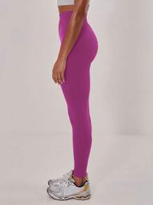 Musera Sport Quần legging thể thao năng động, cạp cao, không đường may, có gân, thích hợp cho Padel, Tennis, Pickleball, tập thể dục mùa đông. - Màu đỏ tím - Xem 3