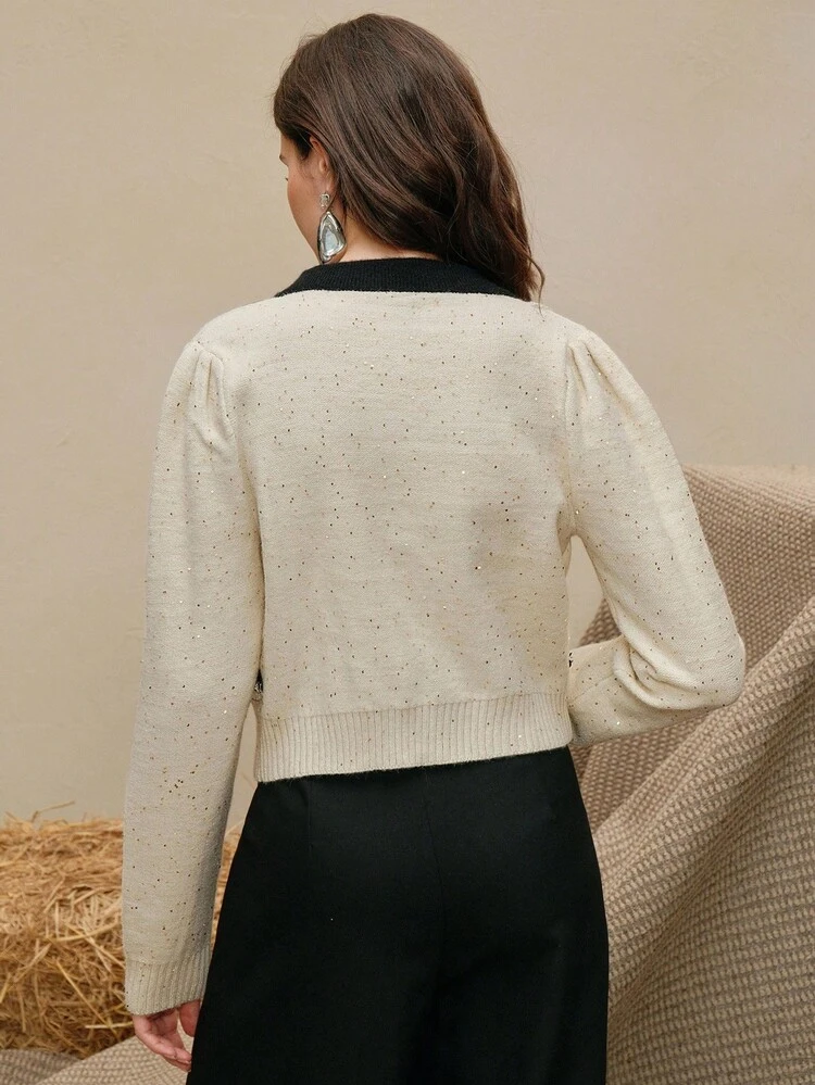 Elegant Commuter Drawstring Decor Knit Cardigan