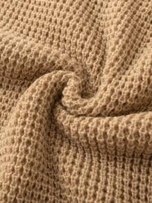 Manfinity Homme Men's Raglan Sleeve Drawstring Design Loose Knit Sweater Brown Sweater Brown Turtleneck Men Turtleneck Sweater - Brown - View 7