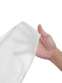 HIMLAND 男款夏季實色V領短袖襯衫和束腰七分運動休閑長褲套裝 - 白色 - 查看 9