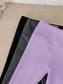 SHEIN LMoss Kids LMoss 3件套女婴秋冬加厚保暖内衬打底裤（黑色、灰色和杏色）。买1送3，百搭休闲保暖内衬裤 - 彩色 - 查看 4