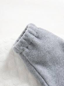 2pcs Young Girl Fleece Letter Embroidery Turtleneck Pullover & Brushed Leggings Set, Autumn/Winter Fall Clothes