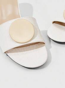 Sleekvia Middle Eastern Style Versatile Peep Toe Chunky Heel Sandals, Commuter & Vacation Chic Roman High Heels For Women - White - View 7