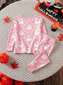 Baby Mädchen Rosa Süßer Stil Gestrickte Stoff Langarm & Lange Hose 2 Teile Pyjama Set