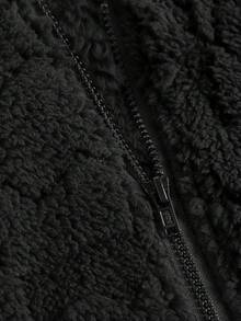 SHEIN Girlism Teen Girl's Black Stand Collar Casual Reversible Heart Fleece Jacket Girls Black Sherpa Jacket Black Sherpa Jacket With Hood Girls Plush Jacket Tween Black Jacket Girls Black Teddy Jacket,In Fall/Winter Black Plush Jacket Black Jacket For Kids Girls Black Jacket Black Sherpa Coat With Hood - Black - View 3