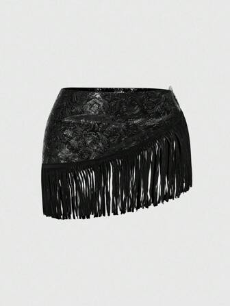 Vestito poncho da donna taglie forti in stile retrò hippie, per festival musicali western, con decorazione a rilievo a forma di sole sulla fibbia, con frange all'orlo e motivo paisley jacquard