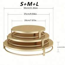 3pcsGolden Cake Stand Set, Circular Dessert Stand, Metal Cupcake Candy Display Tray, Suitable For Weddings, Events, Birthday Parties - Multicolor - View 13