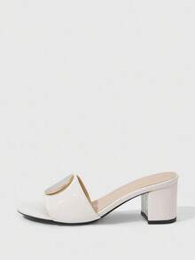 Sleekvia Middle Eastern Style Versatile Peep Toe Chunky Heel Sandals, Commuter & Vacation Chic Roman High Heels For Women - White - View 6