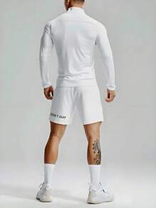 Manfinity Sport Polished Men's White Sports Jacket With Stand Collar And Zipper For Active Comfort Men Workout Clothes Men Gym Clothes Sportswear Men Gym Sports Jacket